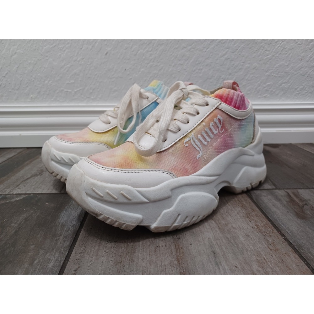 Juicy Couture Womens Deluxe Lace up Rainbow Chunky Sneaker Plaform 6